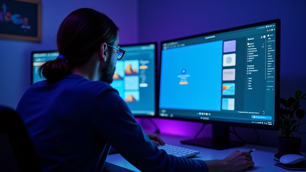 Person using Figma design tool on computer with multiple design components visible on screen