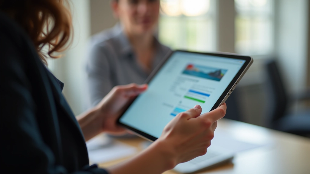 Usability testing session with participant using interactive prototype on tablet while observer takes notes