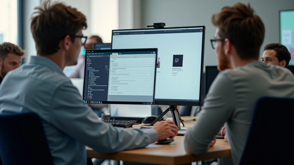 User testing session with person using prototype on computer while facilitator watches